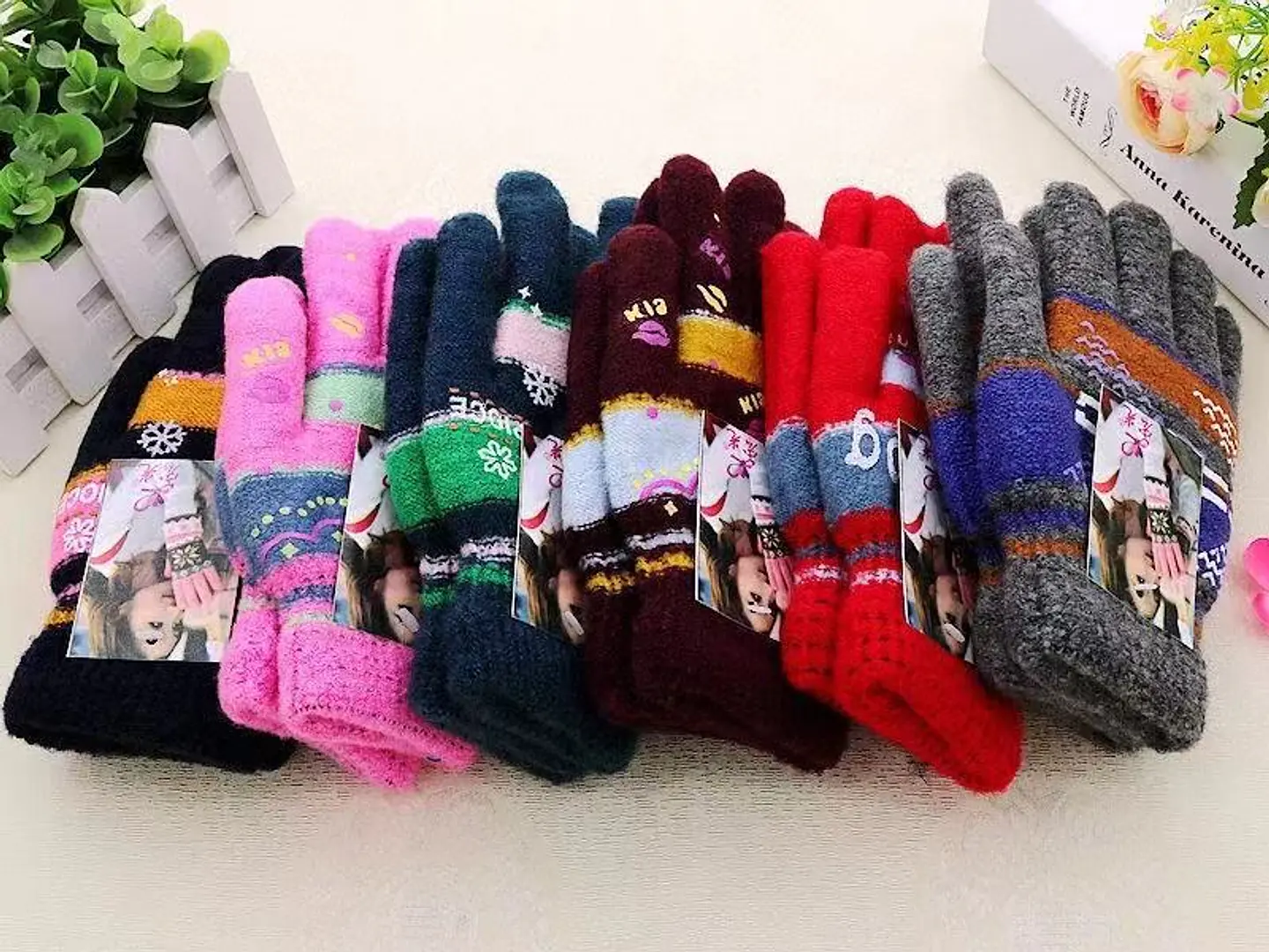 GUANTES DE NIÑO LANA CON TOLLA GRUESA COLORES  1