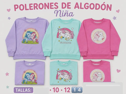 POLERON CON POLAR NIÑA UNICORNIO