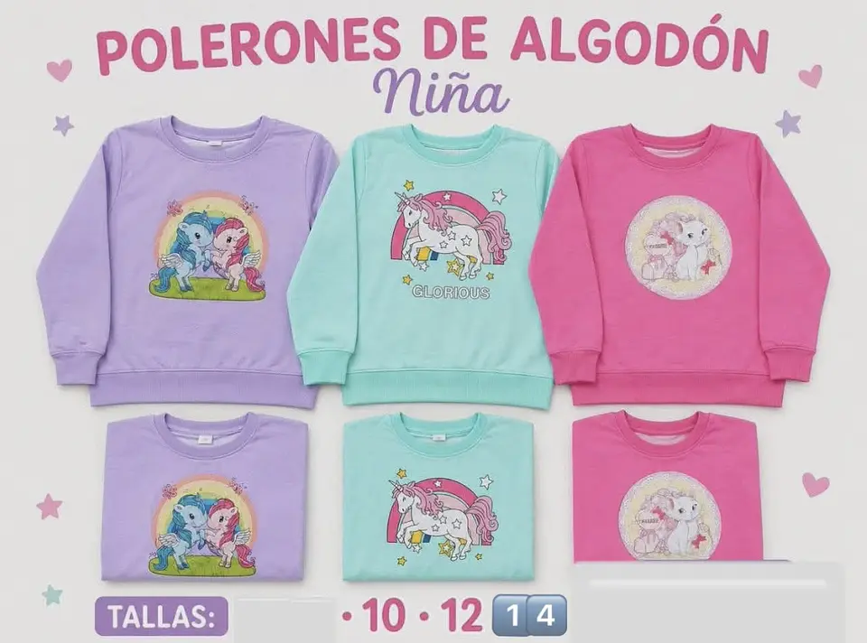 POLERON CON POLAR NIÑA UNICORNIO- POR MAYOR 1