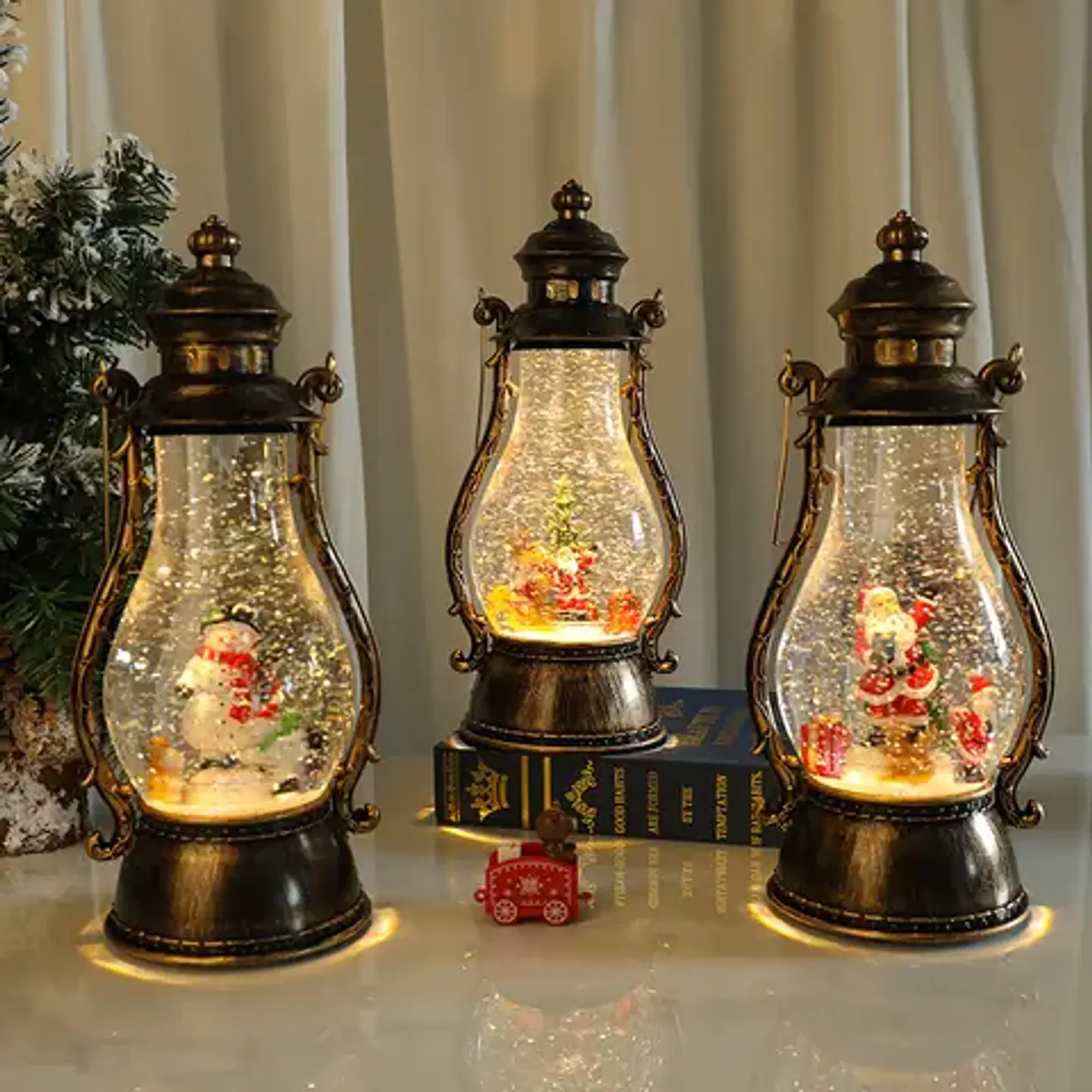 LAMPARA NAVIDEÑA MUSICAL DECORATIVA LED CON NIEVE FLOTANTE- POR MAYOR 1