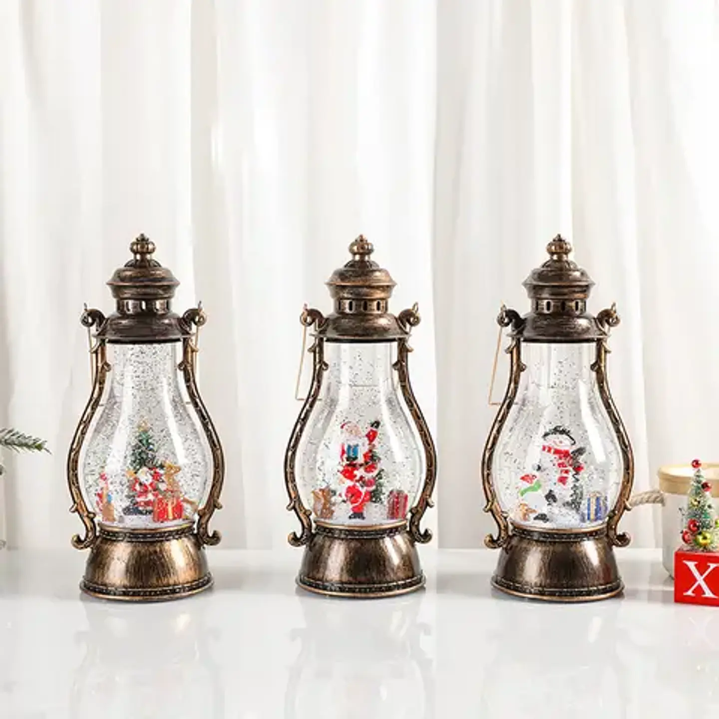 LAMPARA NAVIDEÑA MUSICAL DECORATIVA LED CON NIEVE FLOTANTE- POR MAYOR 2