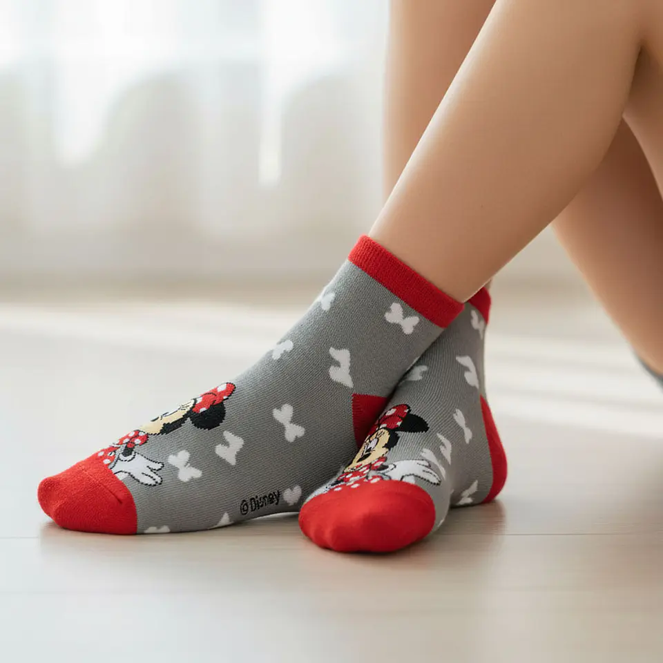 CALCETA DE ALGODÓN MINNIE MOUSE CON LICENCIA - POR MAYOR 8