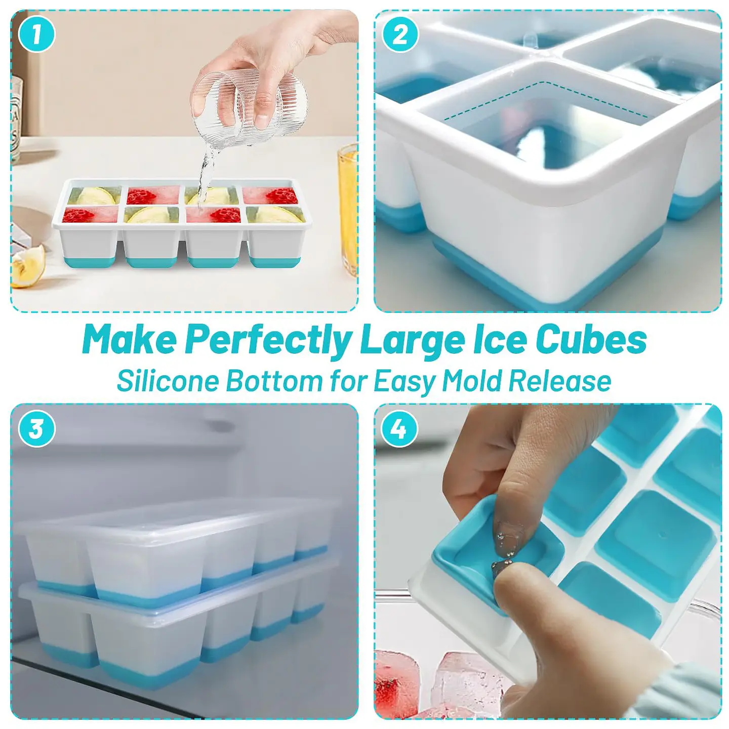 BANDEJA PARA HIELO 8 ESPACIOS CON FONDO SILICONA - POR MAYOR 3