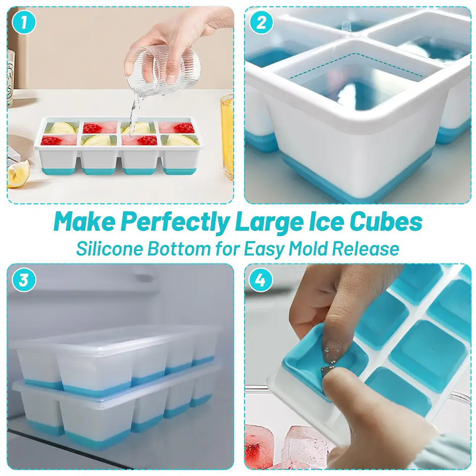 BANDEJA PARA HIELO 8 ESPACIOS CON FONDO SILICONA - POR MAYOR 3