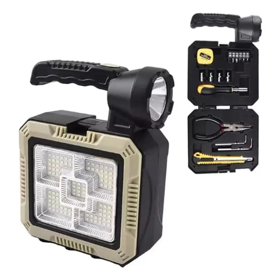 LINTERNA PANEL SOLAR CON KIT DE HERRAMIENTAS Y POWER BANK- POR MAYOR 5
