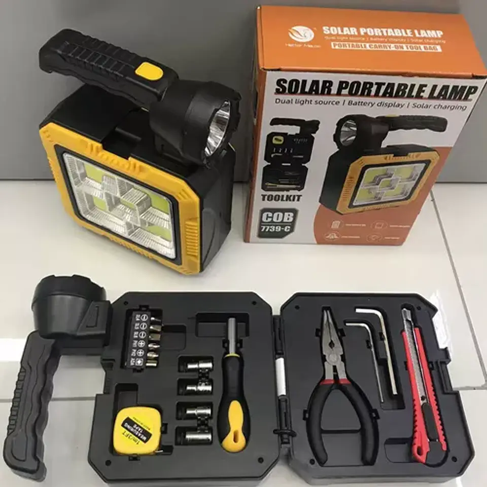 LINTERNA PANEL SOLAR CON KIT DE HERRAMIENTAS Y POWER BANK- POR MAYOR 7