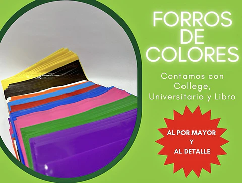FORRO PARA CUADERNO COLLEGE DE COLORES - POR MAYOR