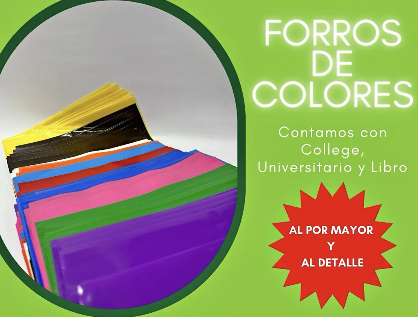 FORRO PARA CUADERNO COLLEGE DE COLORES - POR MAYOR 1