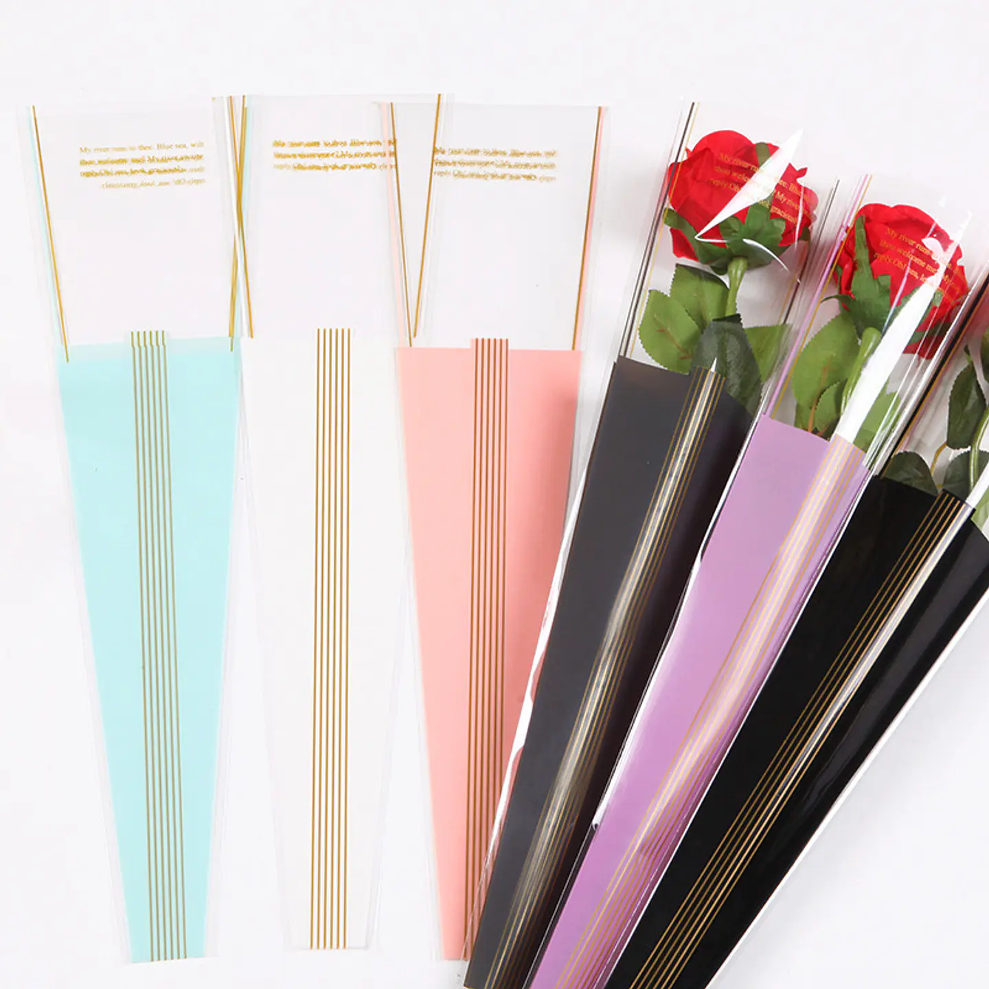 SOBRE PARA ROSAS CELOFAN PQT 50 SOBRES 45CM- POR MAYOR 1