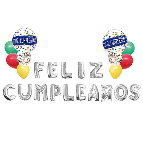 GLOBO METÁLICO LETRAS FELIZ CUMPLEAÑOS- POR MAYOR