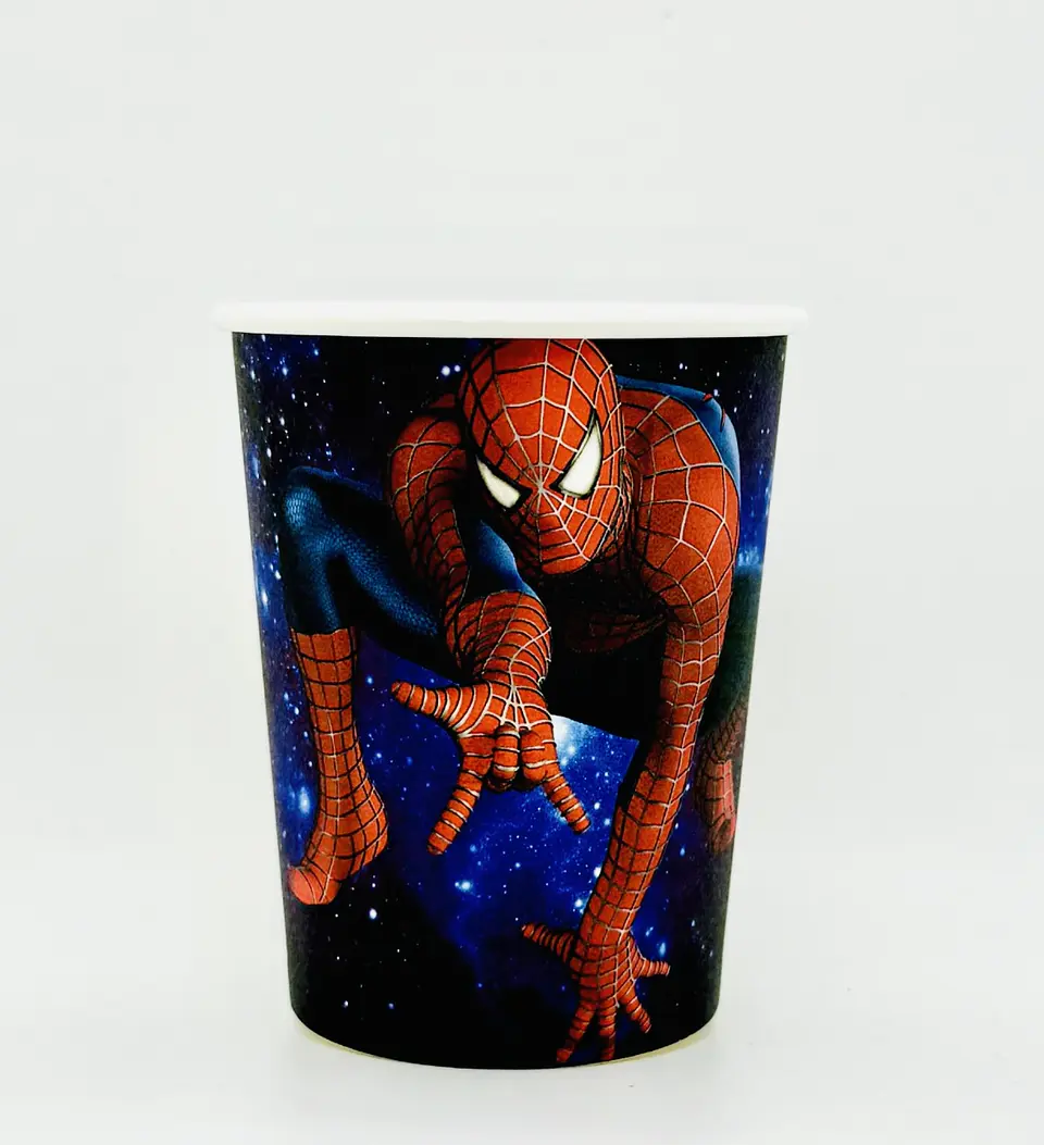 VASOS DE CARTÓN DISEÑO SPIDERMAN 250ML 6PZS- POR MAYOR 1