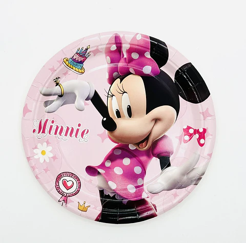 PLATO DE CARTÓN DISEÑO MINNI MOUSE 18CM 6PZS- POR MAYOR