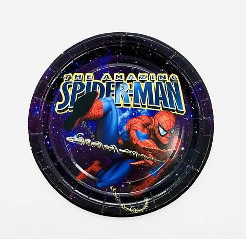 PLATO DE CARTÓN DISEÑO SPIDERMAN 18CM 6PZS- POR MAYOR