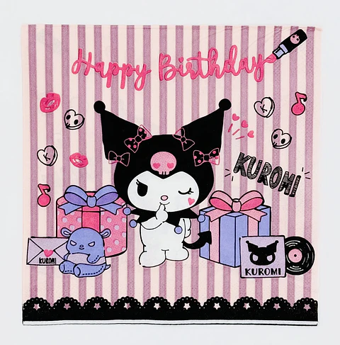 SERVILLETAS DISEÑO KUROMI 33x33CM PQT 16UNDS- POR MAYOR