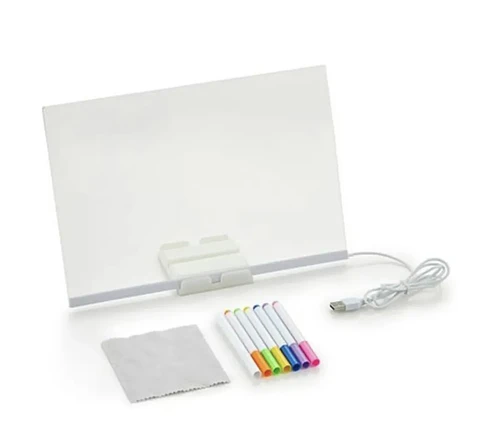 PIZARRA LED USB + PLUMÓN ACRÍLICO 30x20CM- POR MAYOR