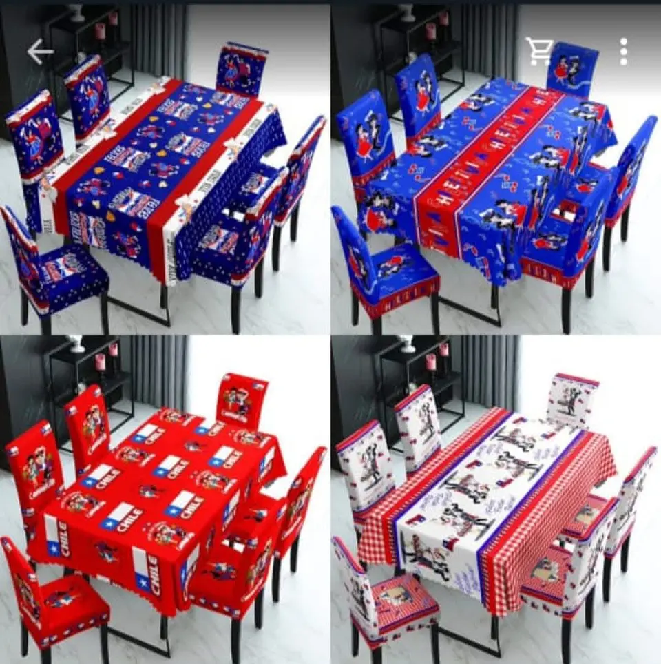 JUEGO MANTEL DE MESA + 6 FUNDAS DE SILLA 18 DE SEPTIEMBRE- POR MAYOR 8