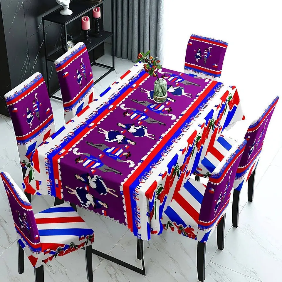 JUEGO MANTEL DE MESA + 6 FUNDAS DE SILLA 18 DE SEPTIEMBRE- POR MAYOR 3
