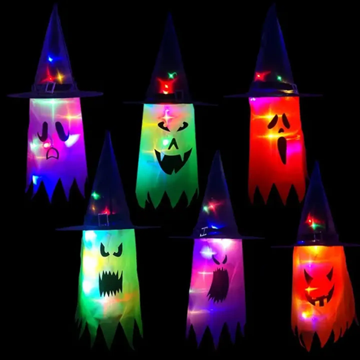 SOMBRERO FANTASMA LUMINOSO COLORES 75CM- POR MAYOR 1