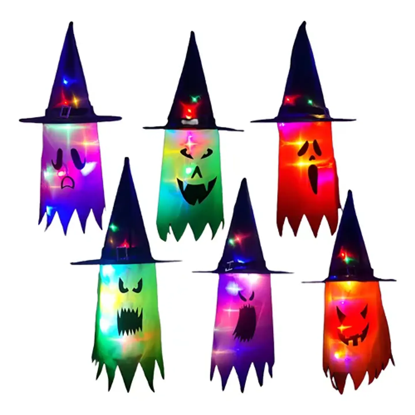 SOMBRERO FANTASMA LUMINOSO COLORES 75CM- POR MAYOR 6