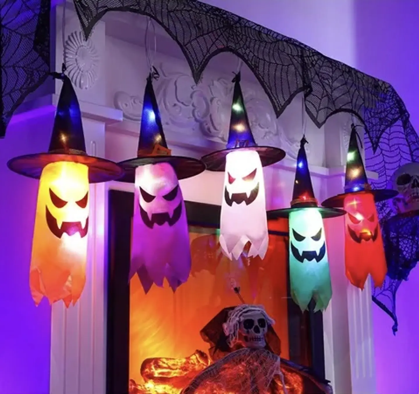 SOMBRERO FANTASMA LUMINOSO COLORES 75CM- POR MAYOR 5
