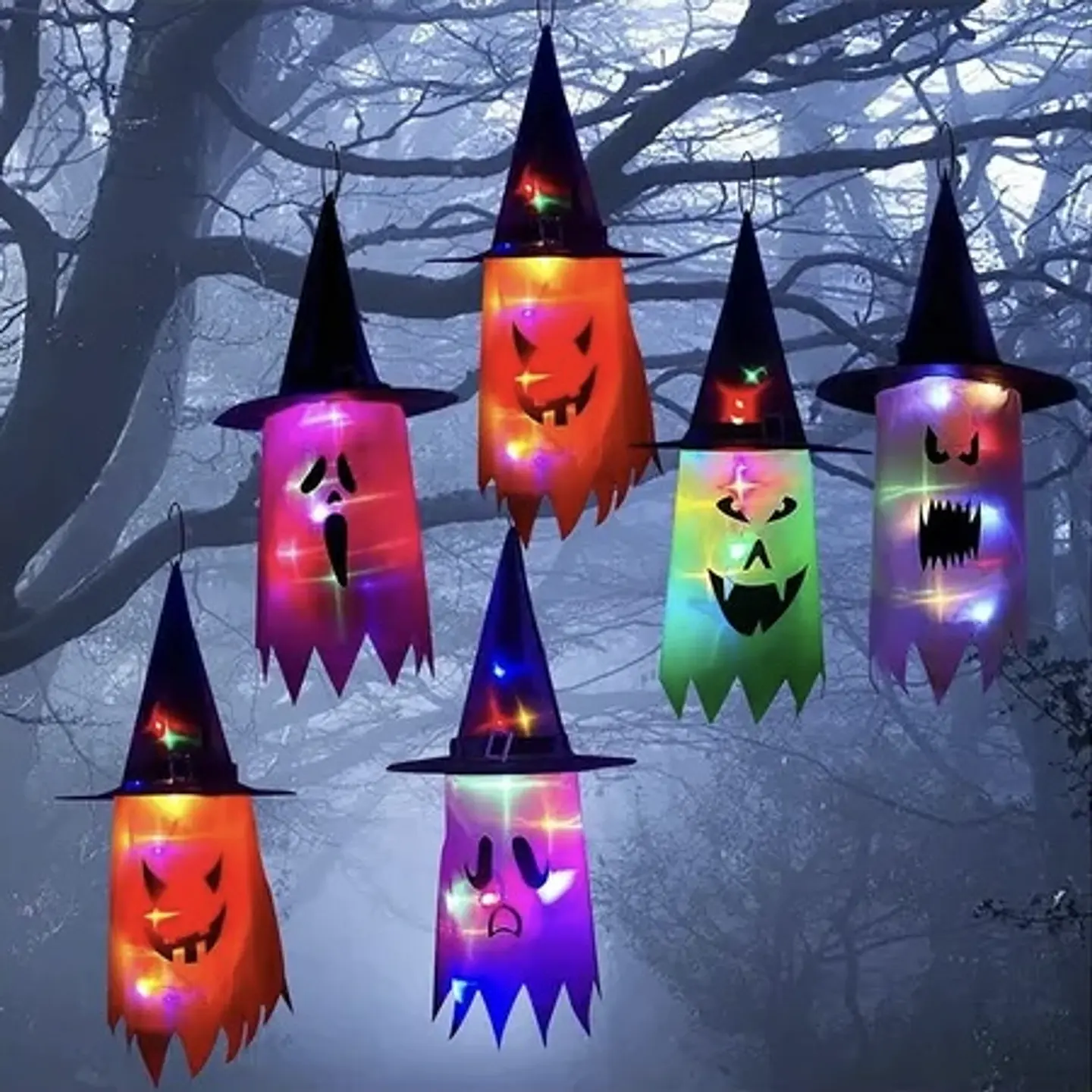 SOMBRERO FANTASMA LUMINOSO COLORES 75CM- POR MAYOR 2