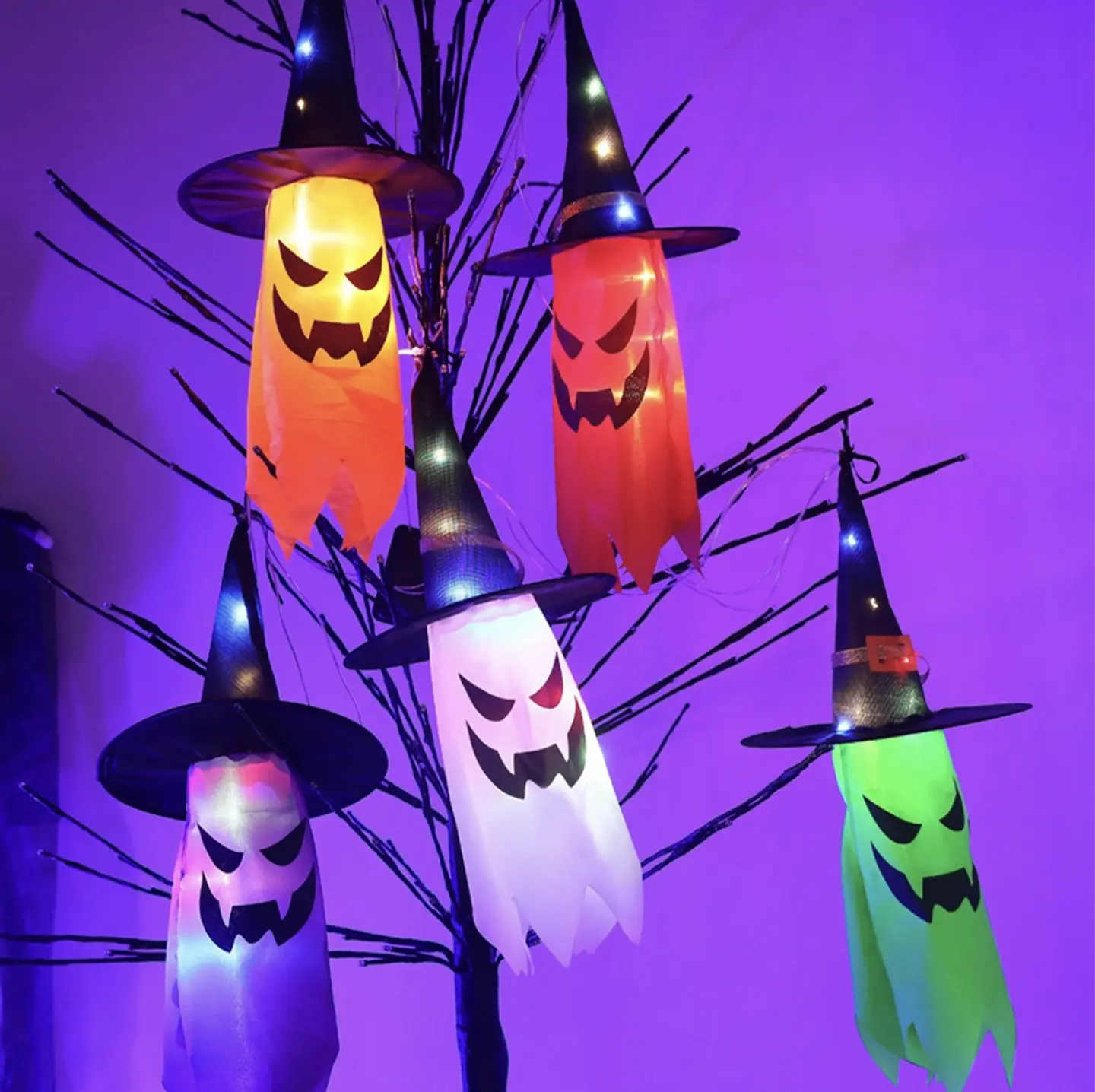SOMBRERO FANTASMA LUMINOSO COLORES 75CM- POR MAYOR 4