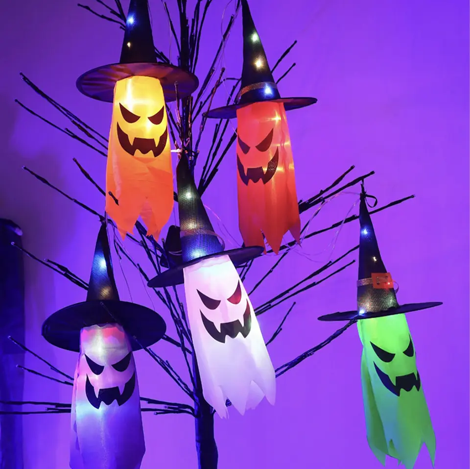 SOMBRERO FANTASMA LUMINOSO COLORES 75CM- POR MAYOR 4