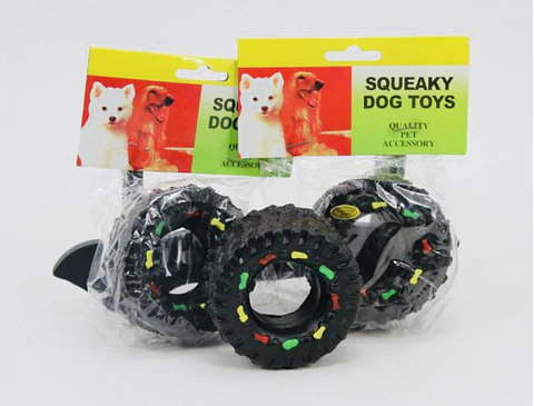 DOCENA JUGUETE CON SONIDO PARA PERRO DISEÑO NEUMÁTICO 11CM- POR MAYOR