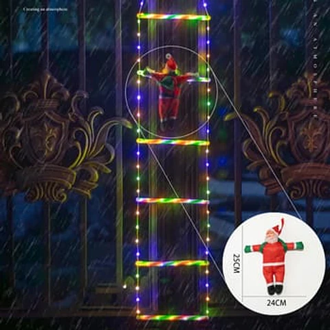 ESCALERA LED VIEJO PASCUERO MULTICOLOR Y CÁLIDO ESTRELLA 170x25CM- POR MAYOR