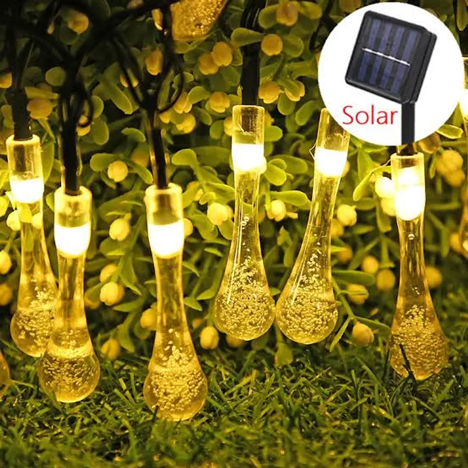 GUIRNALDA GOTA SOLAR 20 LED 6 METROS CÁLIDA - POR MAYOR 1