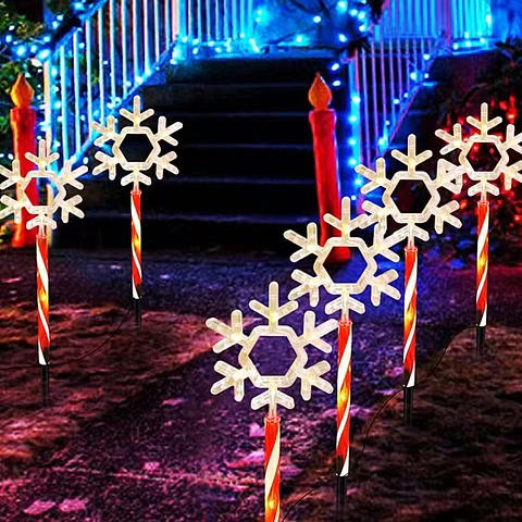 ADORNO ESTACA SOLAR JARDÍN COPO DE NIEVE PACK 5 UNDS- POR MAYOR