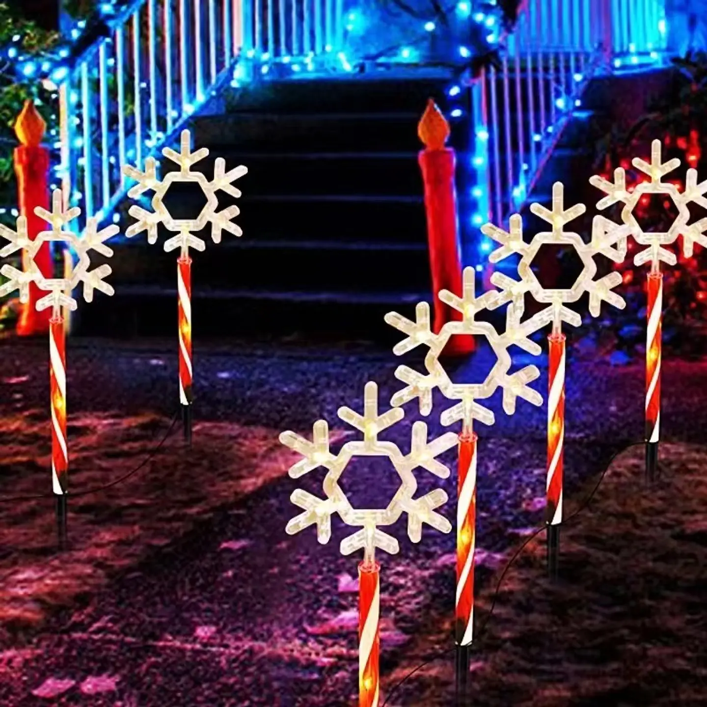 ADORNO ESTACA SOLAR JARDÍN COPO DE NIEVE PACK 5 UNDS- POR MAYOR 2