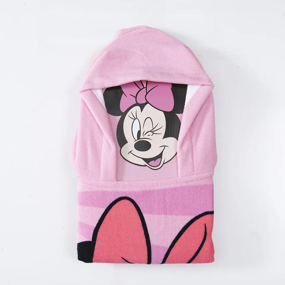 TOALLA CAPUCHA MINNIE MOUSE ORIGINAL DISNEY 60x120CM EXCELENTE CALIDAD MICROFIBRA 70/30- POR MAYOR 3