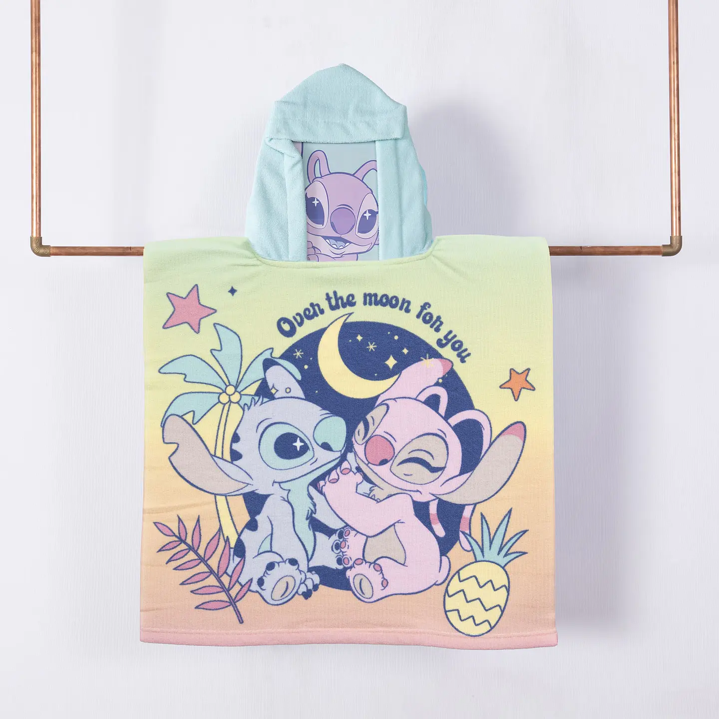 TOALLA CAPUCHA STITCH ORIGINAL DISNEY 60x120CM EXCELENTE CALIDAD MICROFIBRA 70/30- POR MAYOR 1