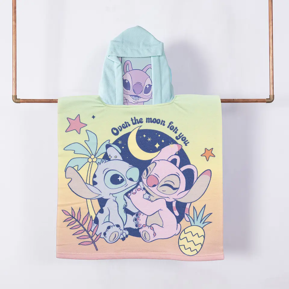 TOALLA CAPUCHA STITCH ORIGINAL DISNEY 60x120CM EXCELENTE CALIDAD MICROFIBRA 70/30- POR MAYOR 1