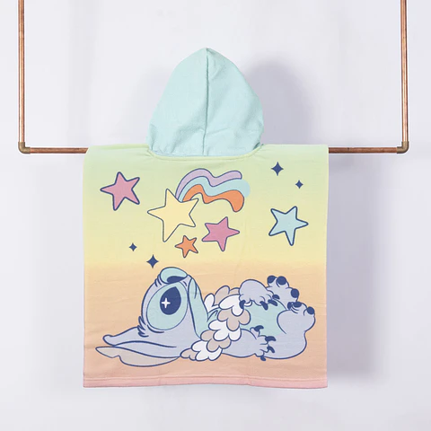 TOALLA CAPUCHA STITCH ORIGINAL DISNEY 60x120CM EXCELENTE CALIDAD MICROFIBRA 70/30- POR MAYOR