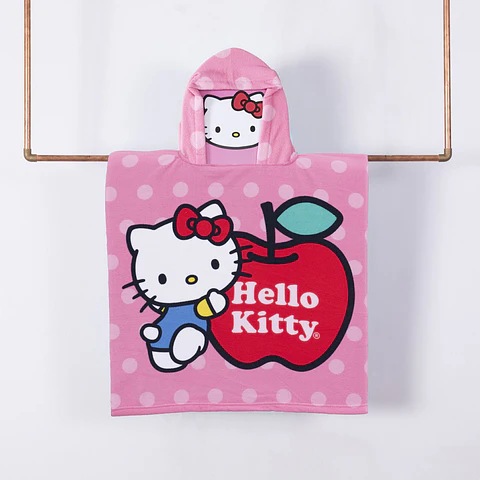 TOALLA CAPUCHA HELLO KITTY SANRIO ORIGINAL DIS 60x120CM EXCELENTE CALIDAD MICROFIBRA 70/30- POR MAYOR