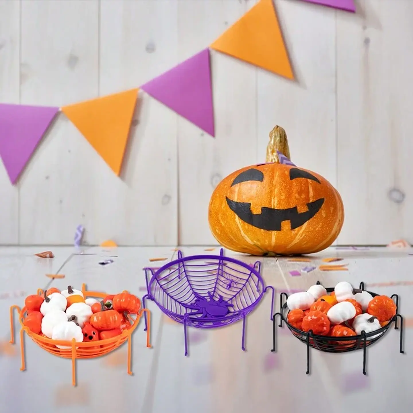 CANASTA DULCERA DE HALLOWEEN ARANA 28x28CM- POR MAYOR 2