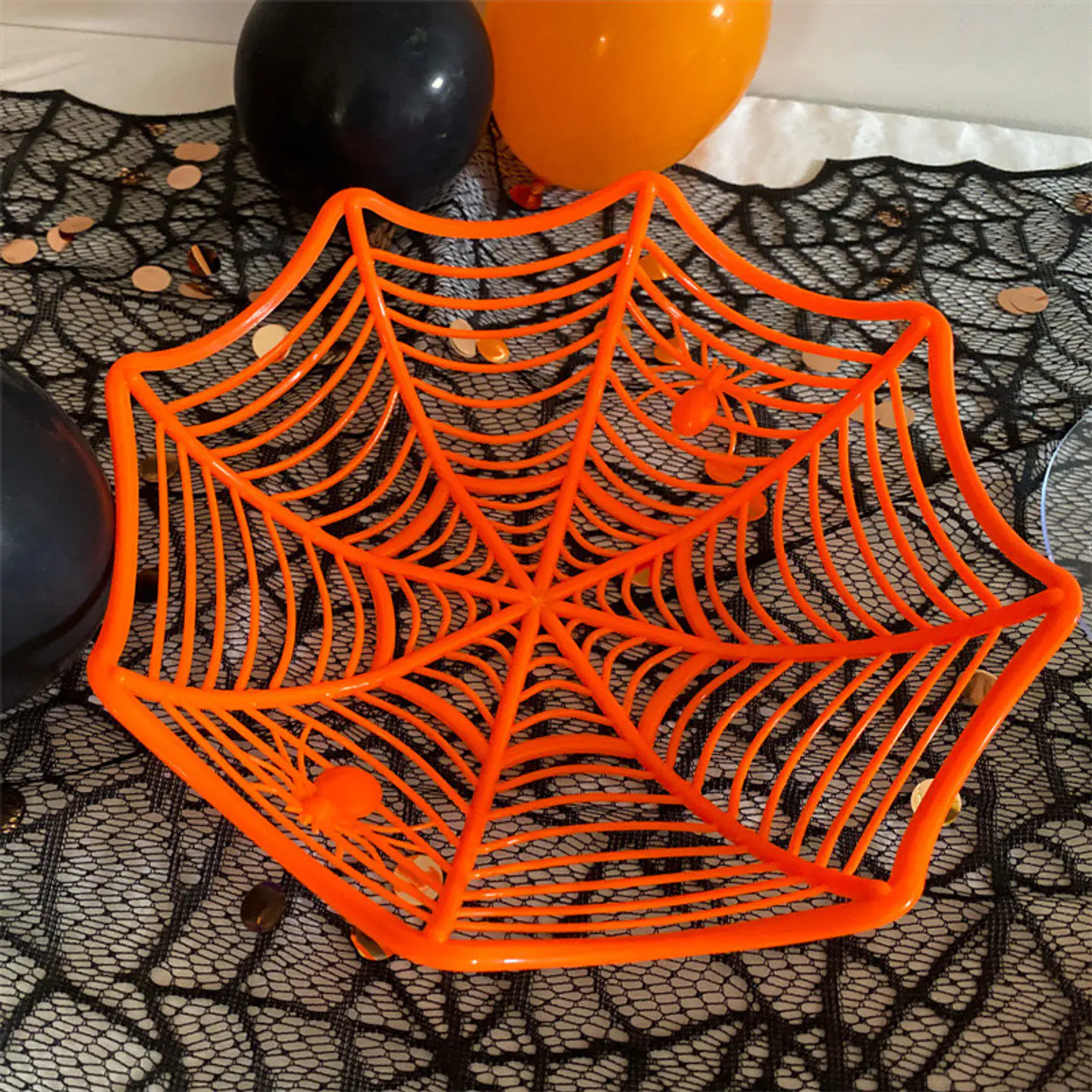 CANASTA DULCERA DE HALLOWEEN TELA DE ARAÑA 28x28CM- POR MAYOR 7