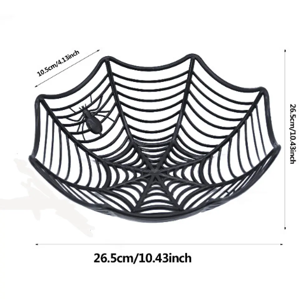 CANASTA DULCERA DE HALLOWEEN TELA DE ARAÑA 28x28CM- POR MAYOR 10