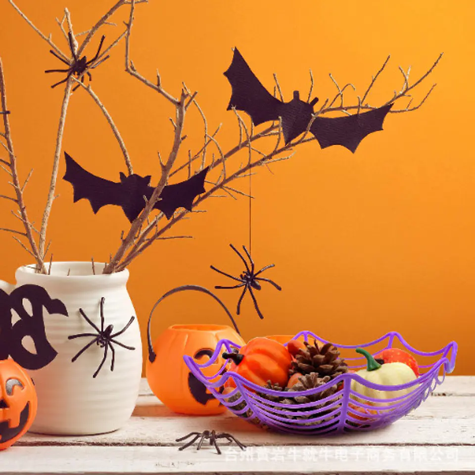 CANASTA DULCERA DE HALLOWEEN TELA DE ARAÑA 28x28CM- POR MAYOR 5