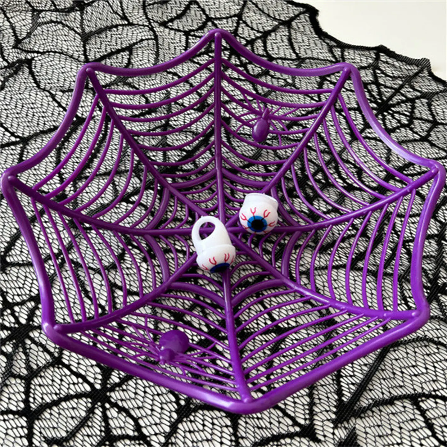 CANASTA DULCERA DE HALLOWEEN TELA DE ARAÑA 28x28CM- POR MAYOR 8