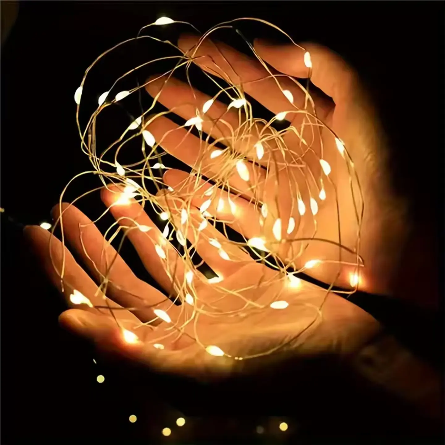LUCES MICRO LED HADA 1 METRO CÁLIDA A PILAS- POR MAYOR 3