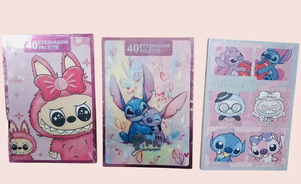 PALETA DE SOMBRAS DE 40 TONOS STITCH Y LABUBU- POR MAYOR 1
