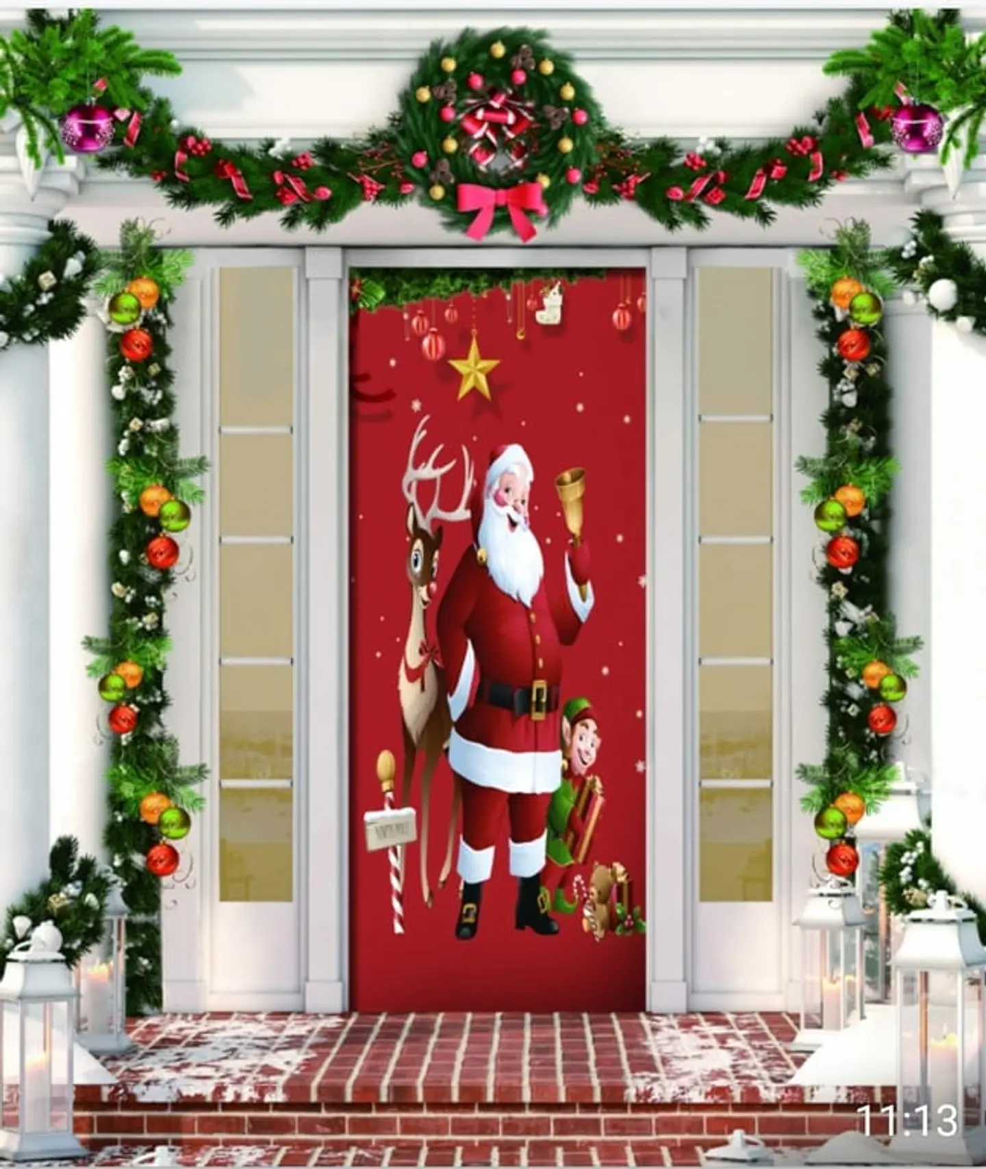 FUNDA PARA PUERTA NAVIDAD CLÁSICO 90x210CM SIRVE COMO FUNDA PARA MESA - POR MAYOR 4