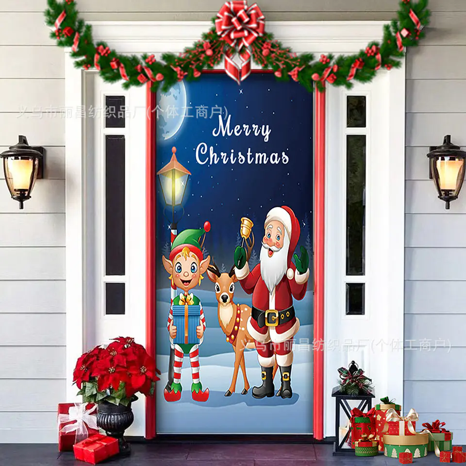 FUNDA PARA PUERTA NAVIDAD CLÁSICO 90x210CM SIRVE COMO FUNDA PARA MESA - POR MAYOR 6
