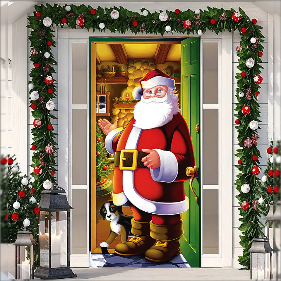 FUNDA PARA PUERTA NAVIDAD CLÁSICO 90x210CM SIRVE COMO FUNDA PARA MESA - POR MAYOR 9