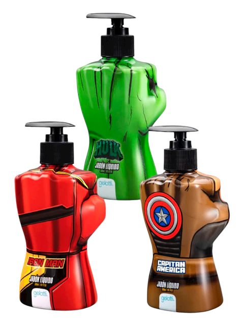 JABÓN LÍQUIDO CON DISPENSADOR 300ML AVENGERS- POR MAYOR