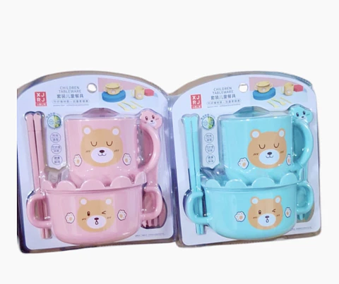 SET JUEGO DE TAZONES DE BAMBÚ PARA NIÑOS OSITO- POR MAYOR