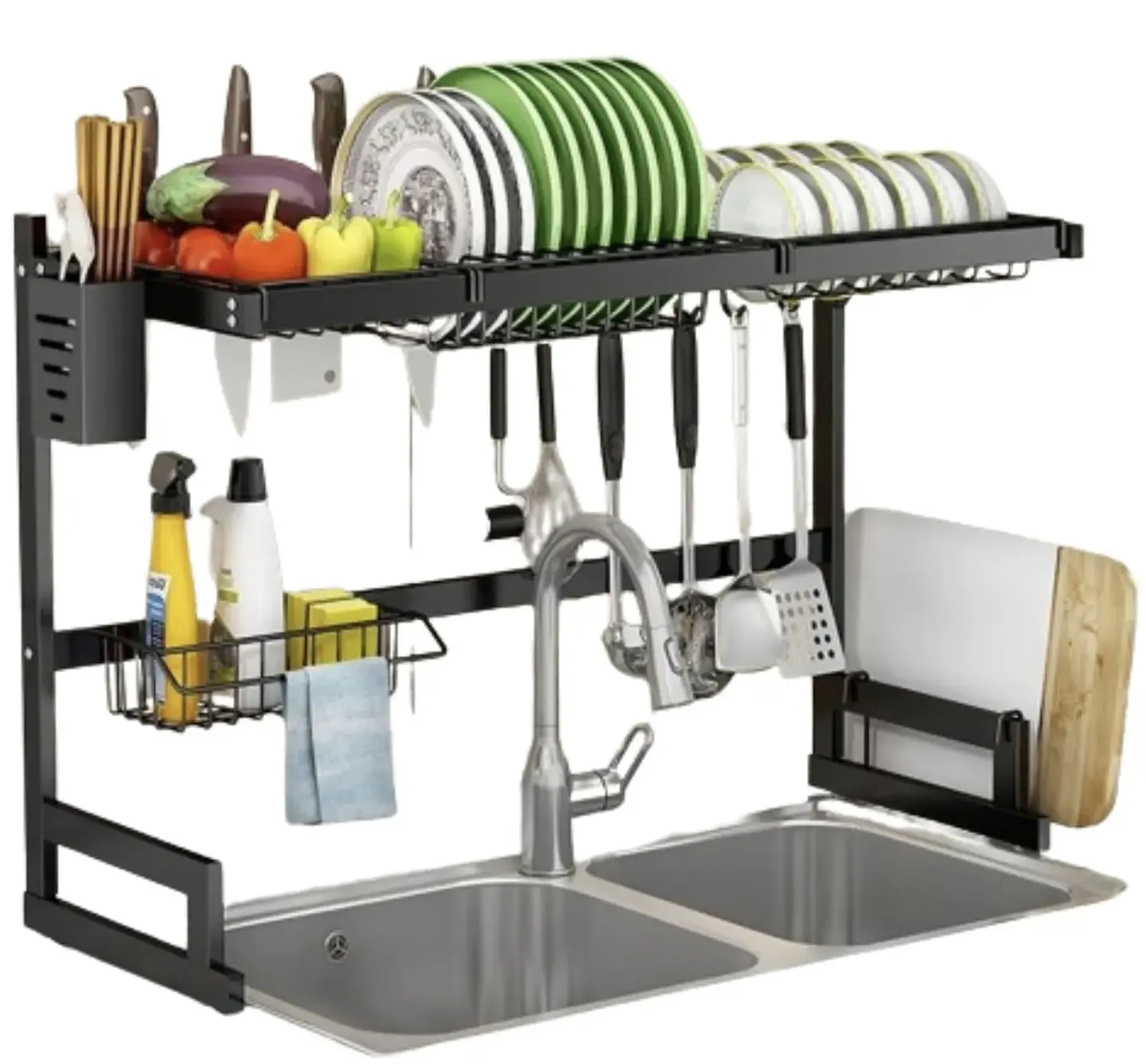 RACK ESCURRIDOR DE PLATOS SOBRE EL FREGADERO MULTIFUNCIONAL- POR MAYOR 1